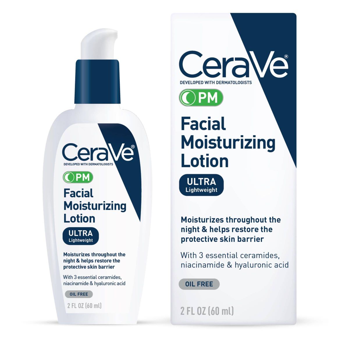 CeraVe PM Moisturizing Lotion, Night Cream for All Skin Types - 2 fl oz