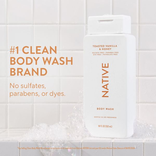 Native Limited Edition Body Wash - Toasted Vanilla & Honey - Sulfate Free - 18 fl oz