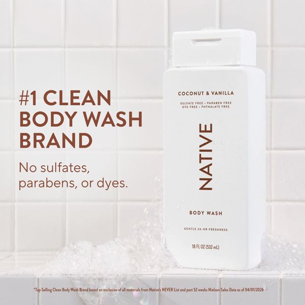 Native Sulfate Free Body Wash - Coconut & Vanilla - 18 fl oz