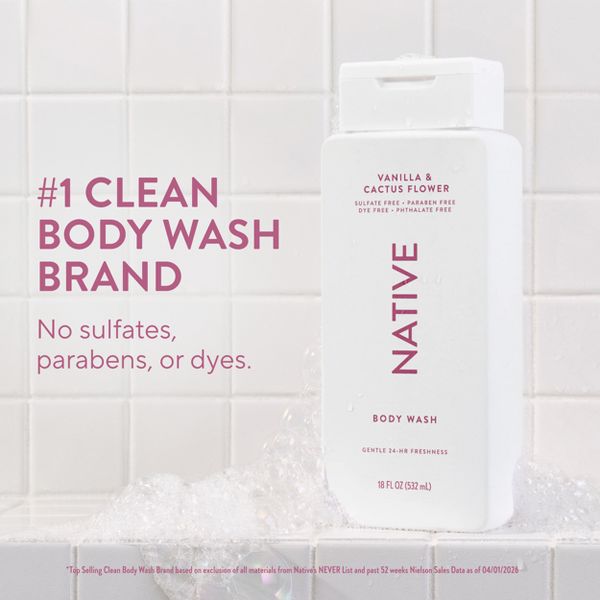 Native Body Wash - Vanilla & Cactus Flower - 18 fl oz