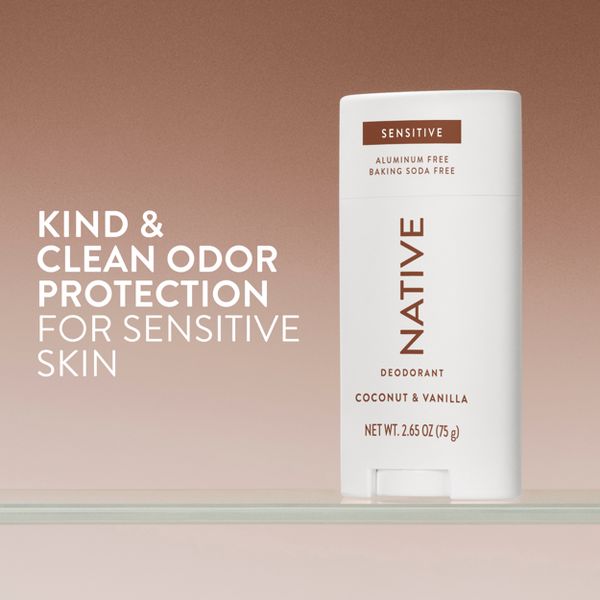 Native Sensitive Solid Deodorant for Women & Men - Coconut & Vanilla - Aluminum & Baking Soda Free - 2.65oz