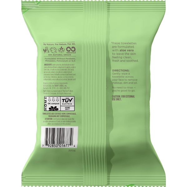 Burt's Bees Facial Cleansing Towelettes Unscented Makeup Remover Wipes - 30ct