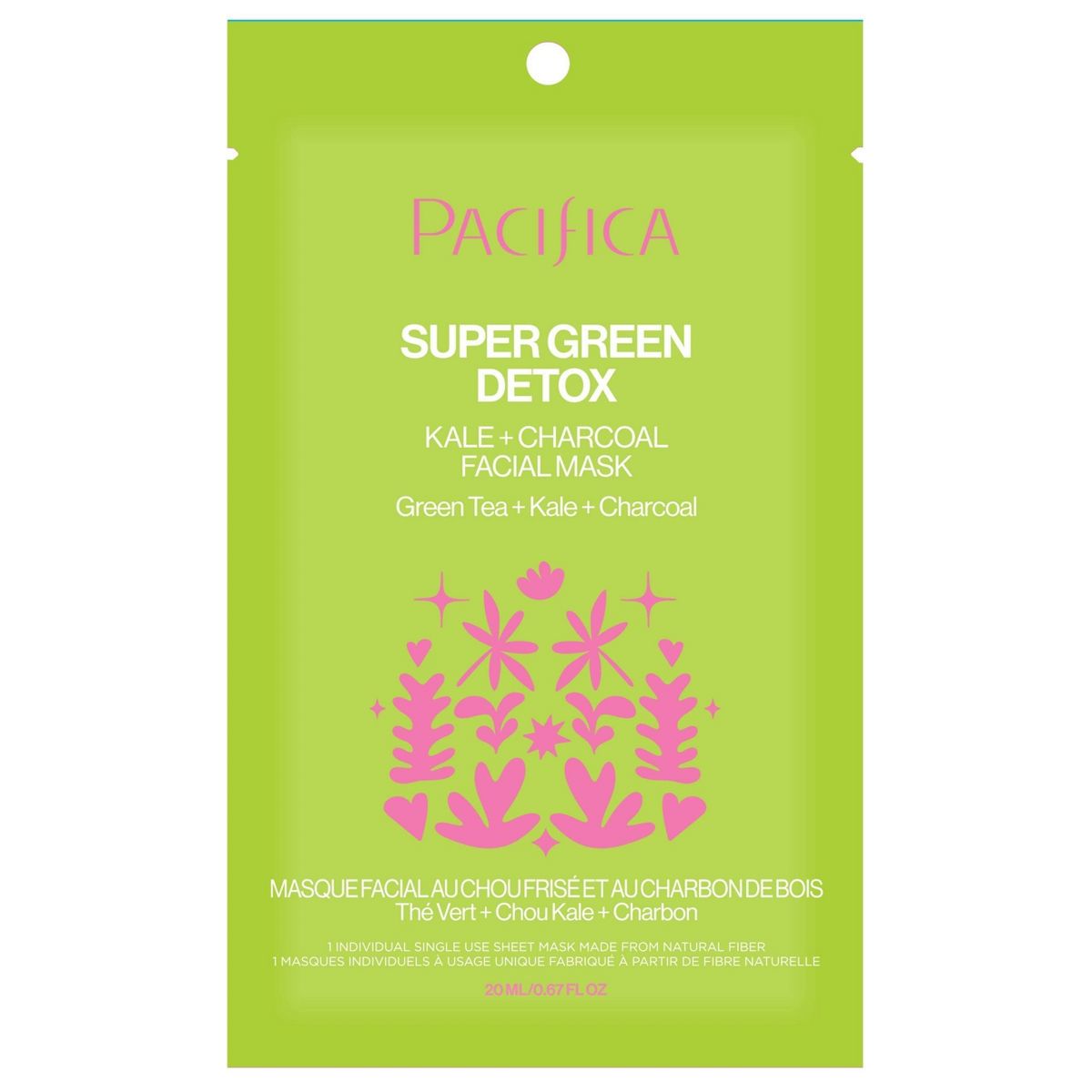 Pacifica Super Green Detox Kale and Charcoal Face Mask - 0.67 fl oz
