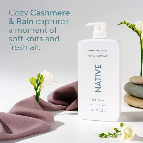 Native Body Wash for Women & Men - Cashmere & Rain - Sulfate Free - 18 fl oz