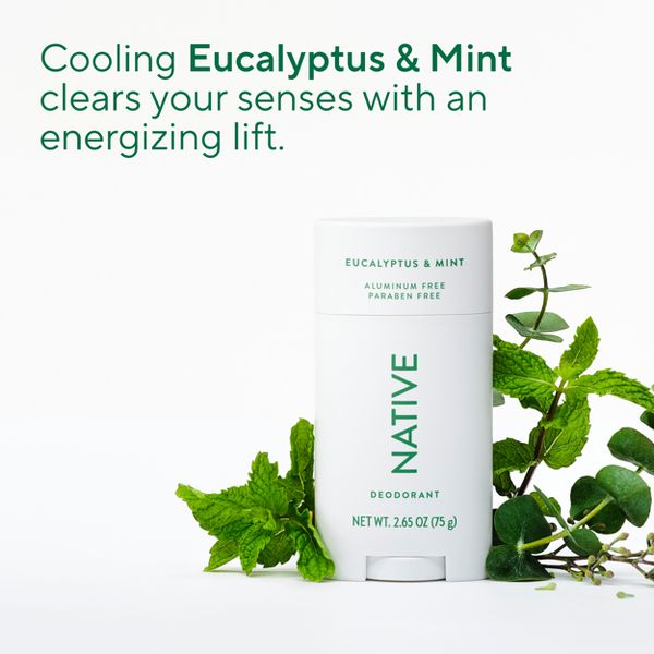 Native Solid Deodorant for Women & Men - Eucalyptus & Mint - Aluminum-Free 2.65oz