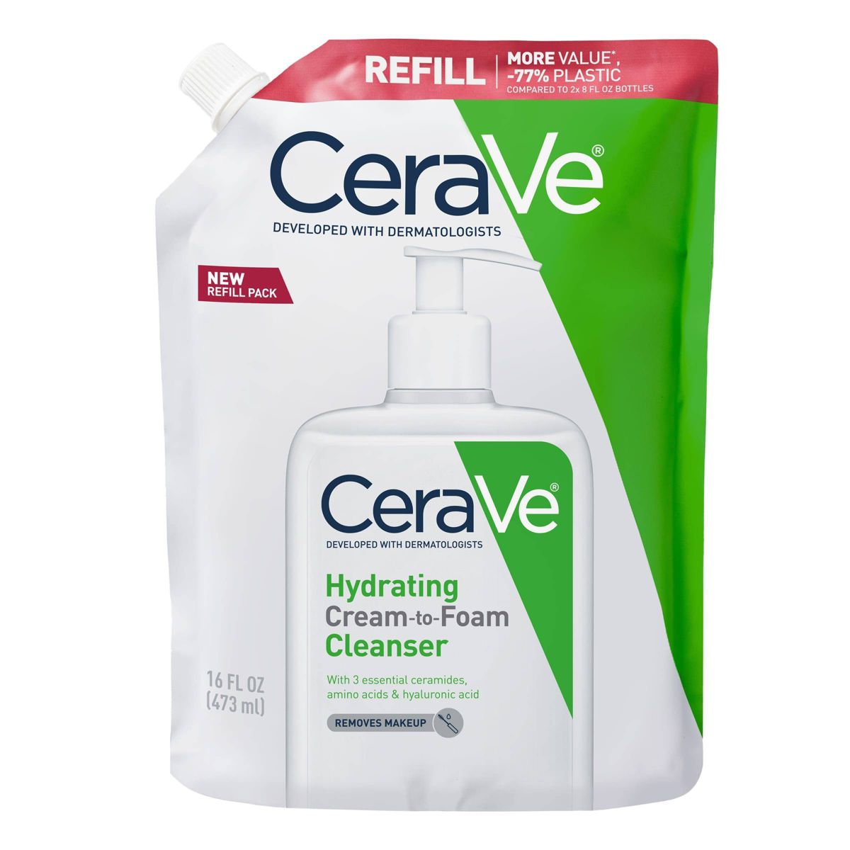 CeraVe Hydrating Cream-to-Foam Face Wash with Hyaluronic Acid for Normal to Dry Skin - 12 fl oz