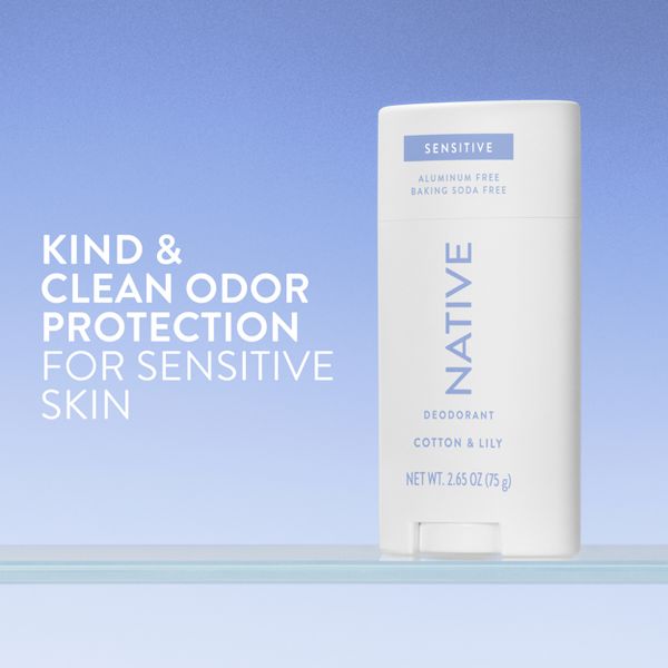 Native Sensitive Solid Deodorant for Women & Men - Cotton & Lily - Aluminum & Baking Soda Free - 2.65oz