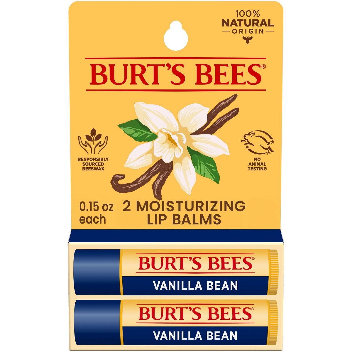 Burt's Bees 100% Natural Origin Lip Balm - Vanilla Bean - 2pk/0.30oz​