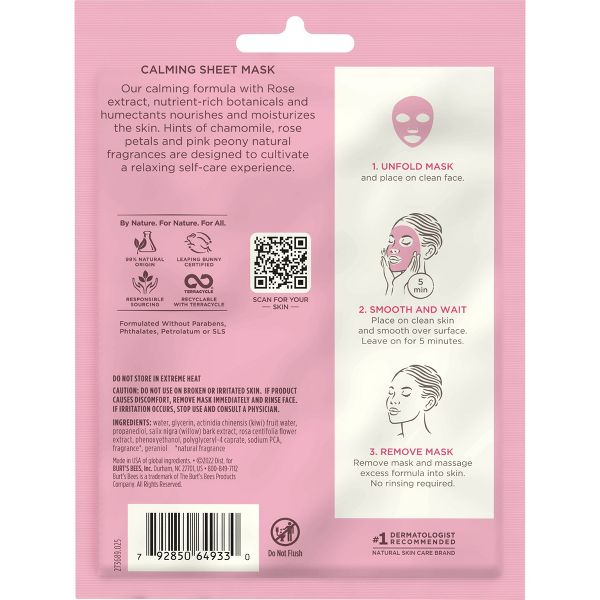 Burt's Bees Calming Face Sheet Mask - Rose
