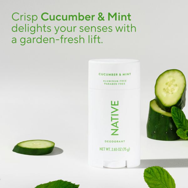 Native Solid Deodorant for Women & Men - Cucumber & Mint - Aluminum-Free 2.65oz