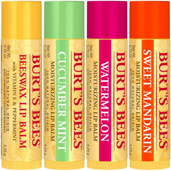 Burt's Bees 100% Natural Origin 24-Hour Moisturizing Lip Balm - Freshly Picked Variety - 4pk