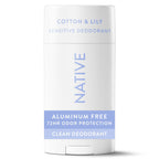 Native Sensitive Solid Deodorant for Women & Men - Cotton & Lily - Aluminum & Baking Soda Free - 2.65oz