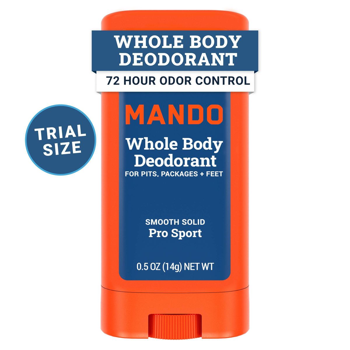 Mando Whole Body Men's Smooth Solid Deodorant Pro-Sport - Trial Size - Aluminum-Free 0.5oz