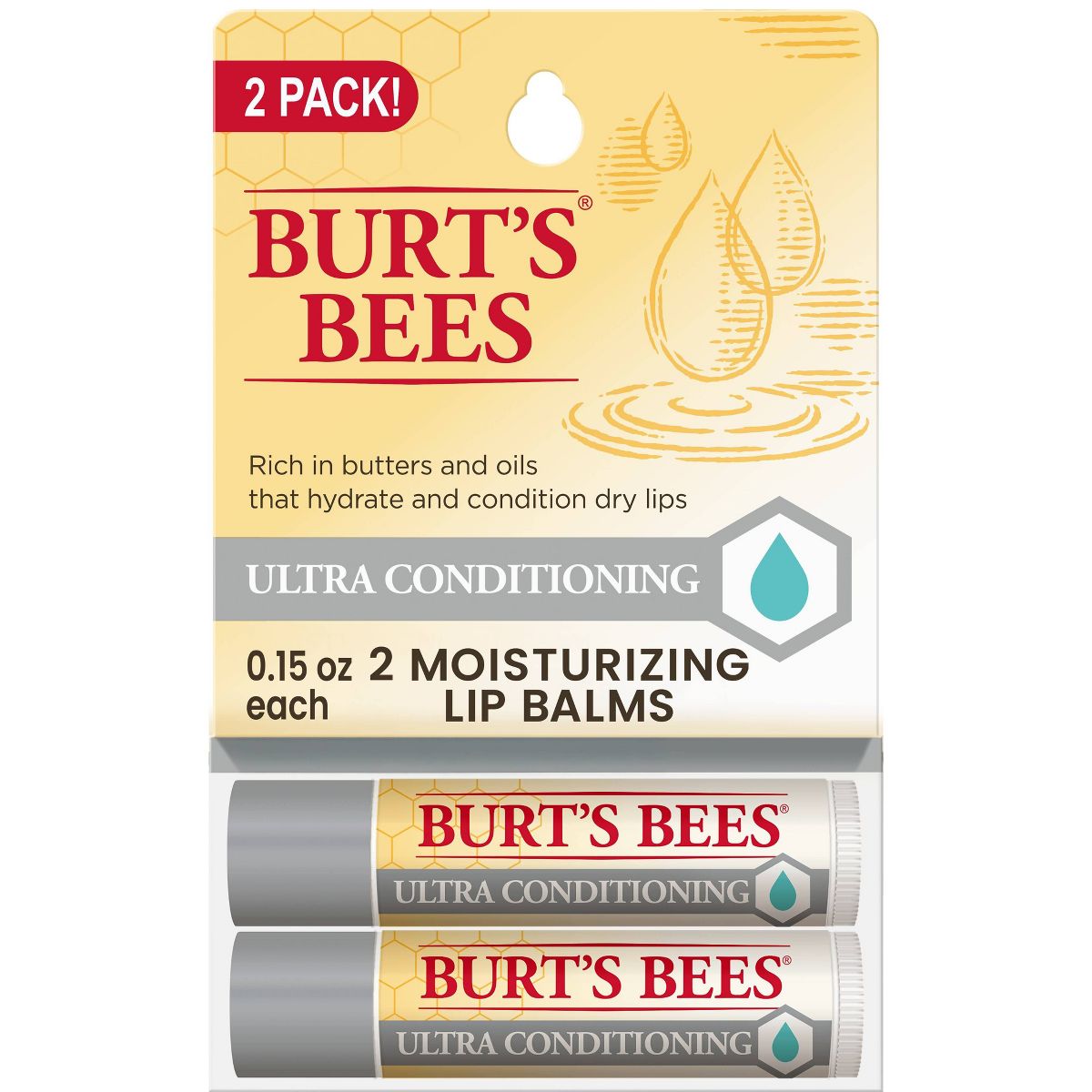 Burt's Bees Ultra Conditioning Moisturizing Lip Balms - 2pk/0.15oz