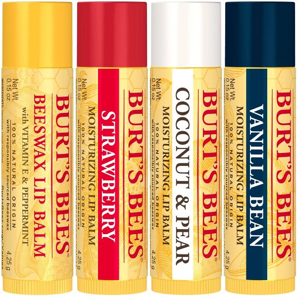 Burt's Bees 100% Natural Origin 24-Hour Moisturizing Lip Balm - Best of Burt's - 4pk