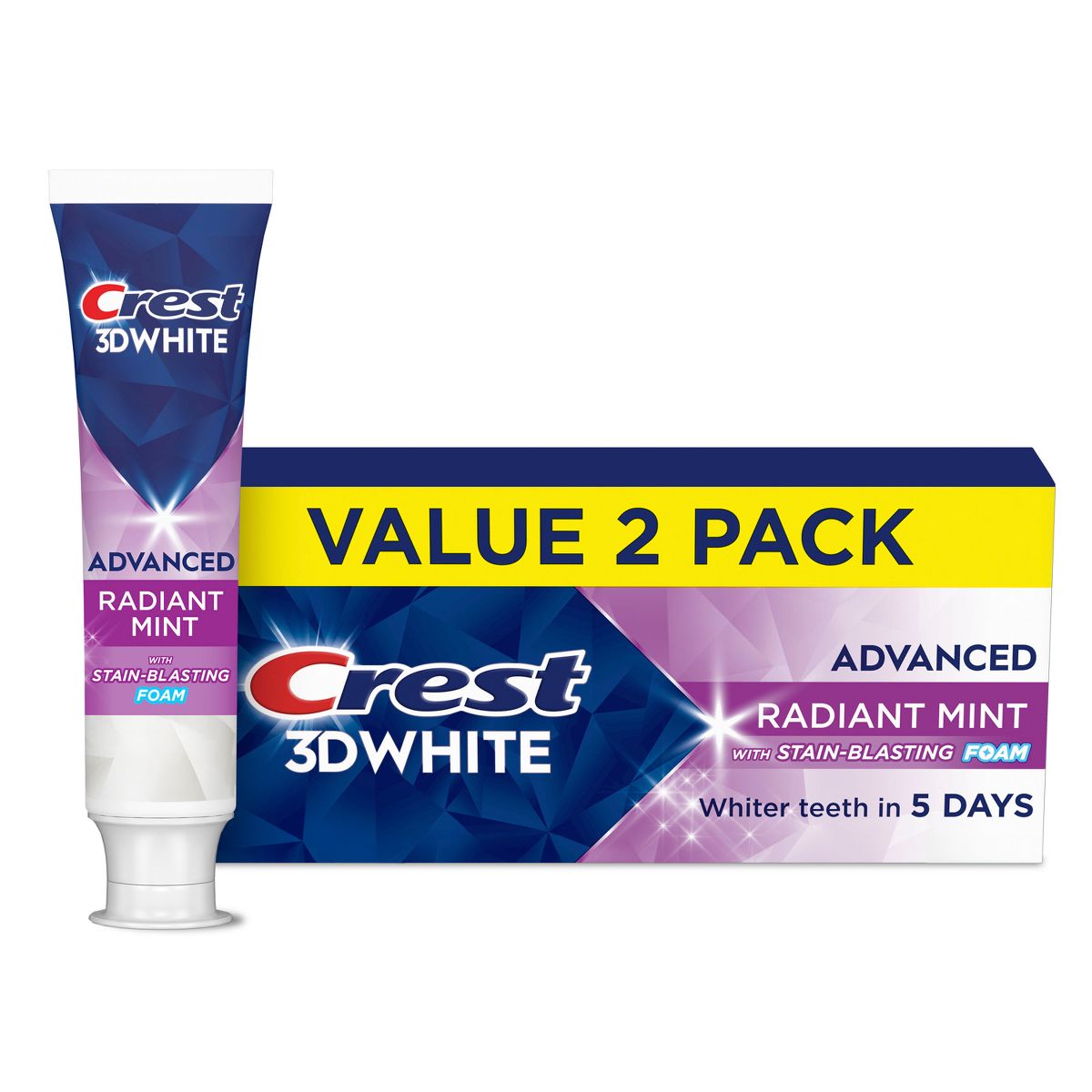 Crest 3D White Advanced Teeth Whitening Toothpaste - Radiant Mint - 3.3 oz