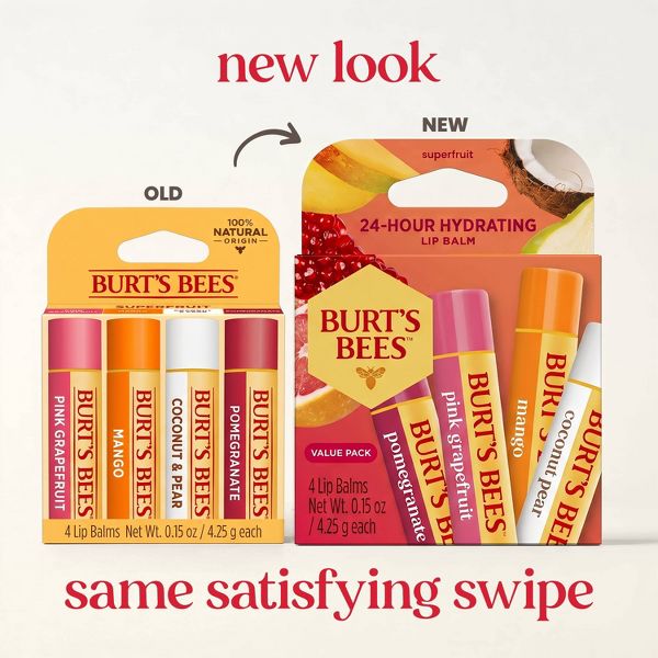 Burt's Bees 100% Natural Origin 24-Hour Moisturizing Lip Balm - Superfruit - 4pk