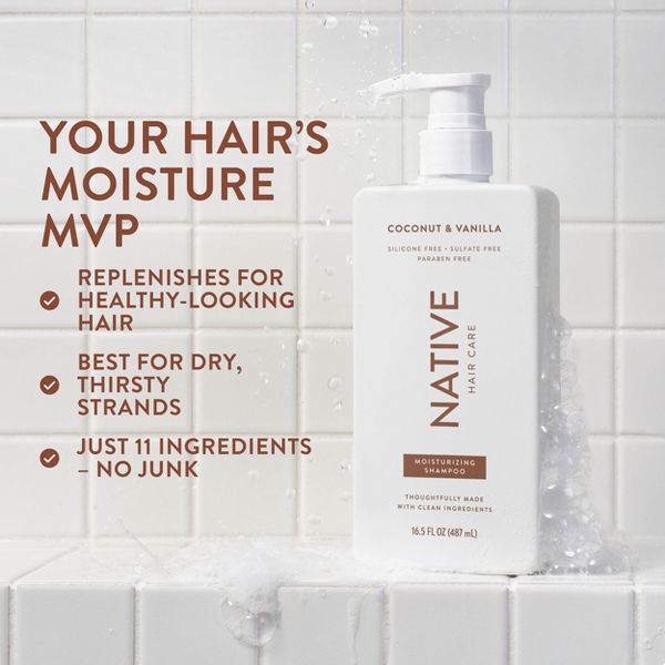 Native Coconut & Vanilla Moisturizing Shampoo for Men & Women - 16.5 fl oz