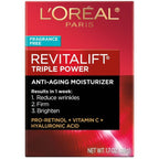 L'Oreal Paris Revitalift Triple Power Fragrance Free Anti-Aging Face Moisturizer - 1.7oz