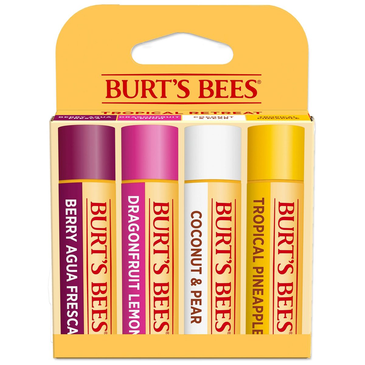 Burt's Bees 100% Natural Origin 24-Hour Moisturizing Lip Balm - Tropical Fruit - 4pk