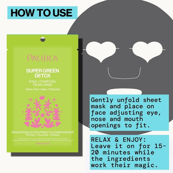 Pacifica Super Green Detox Kale and Charcoal Face Mask - 0.67 fl oz