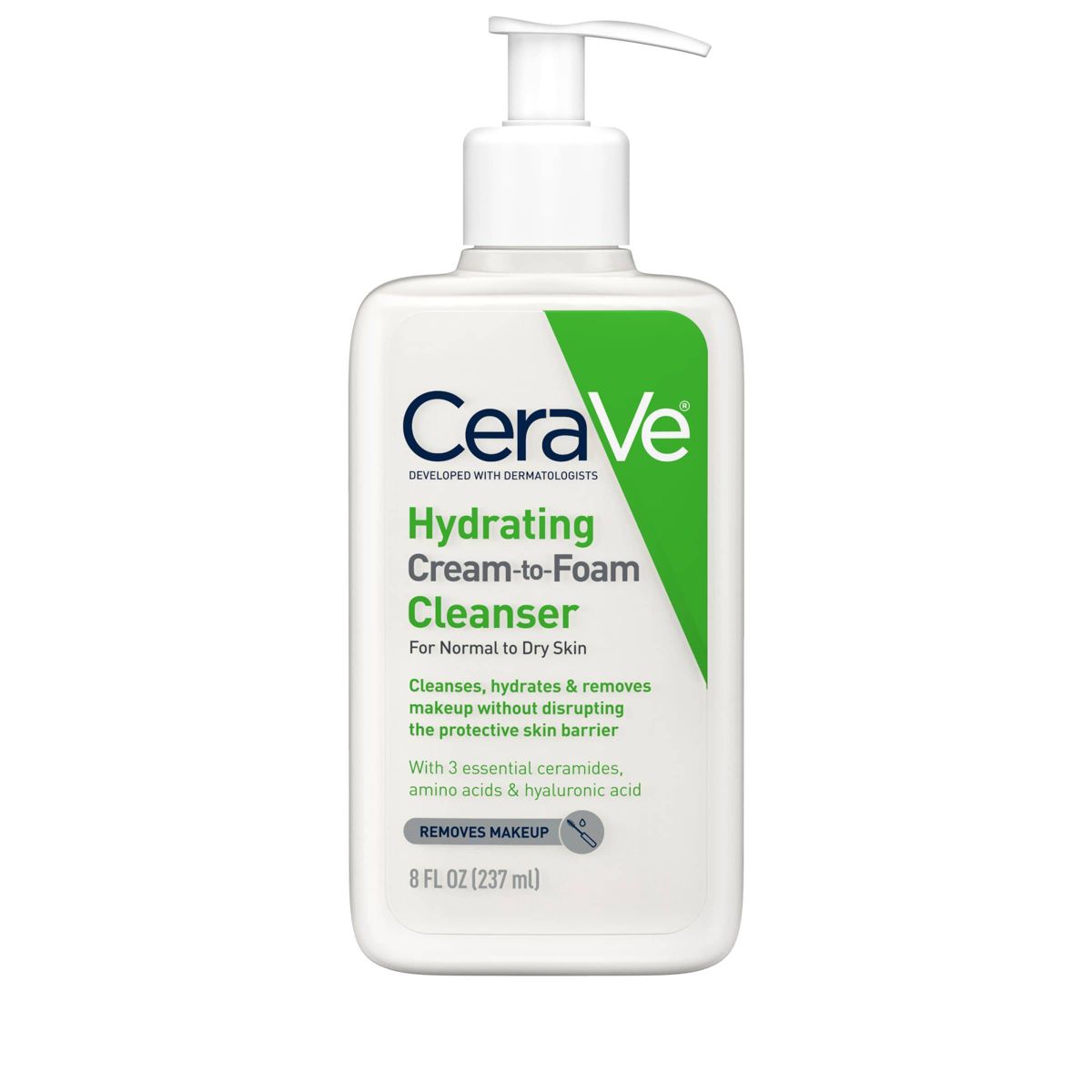 CeraVe Hydrating Cream-to-Foam Face Wash with Hyaluronic Acid for Normal to Dry Skin - 12 fl oz