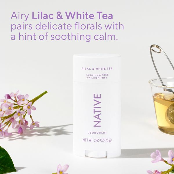 Native Solid Deodorant for Women & Men - Lilac & White Tea - Aluminum-Free 2.65oz