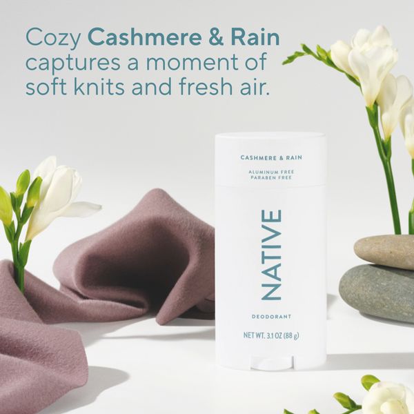 Native Men's Invisible Solid Deodorant - Cashmere & Rain - 3.1oz