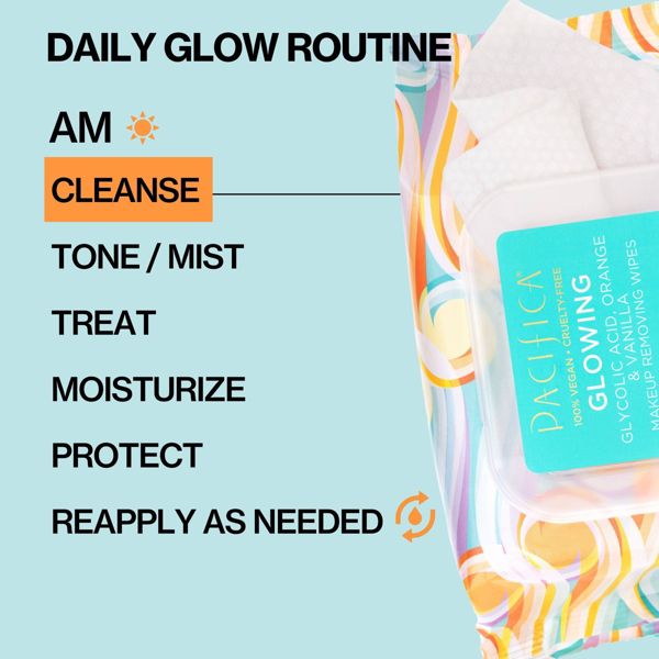 Pacifica Glowing Makeup Removing Wipes - Orange - 30ct