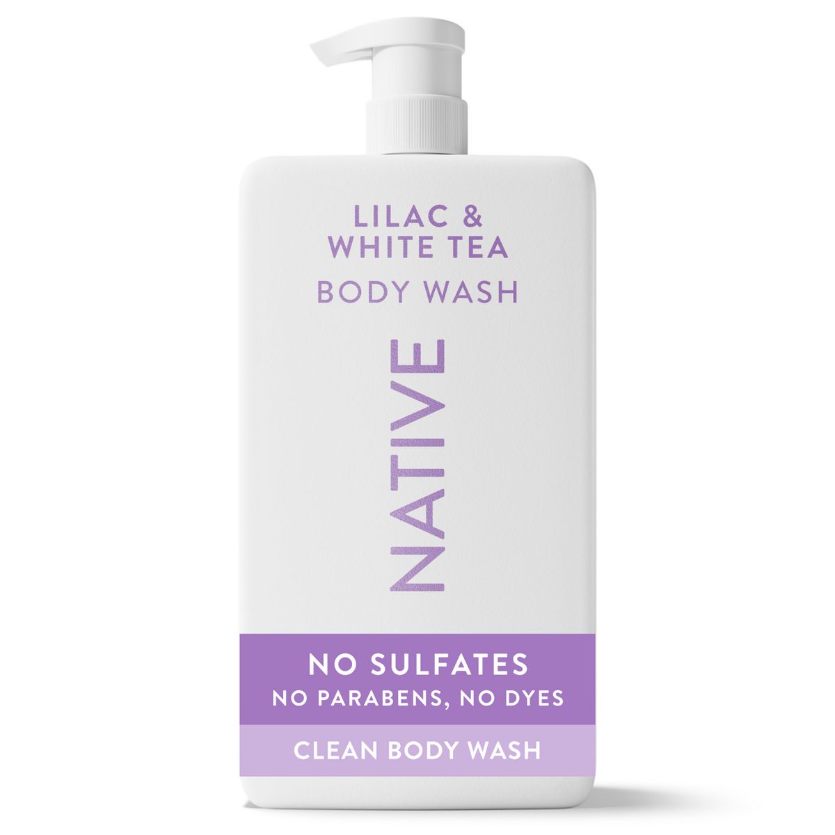 Native Body Wash for Women & Men - Lilac & White Tea - Sulfate Free - 18 fl oz
