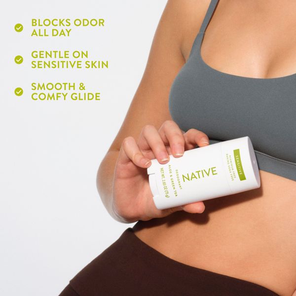 Native Sensitive Solid Deodorant for Women & Men - Aloe & Green Tea - Aluminum & Baking Soda Free - 2.65oz