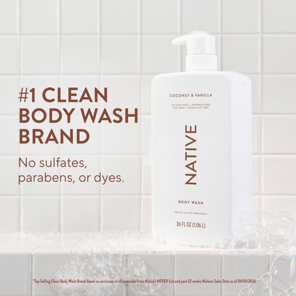 Native Sulfate Free Body Wash - Coconut & Vanilla - 18 fl oz