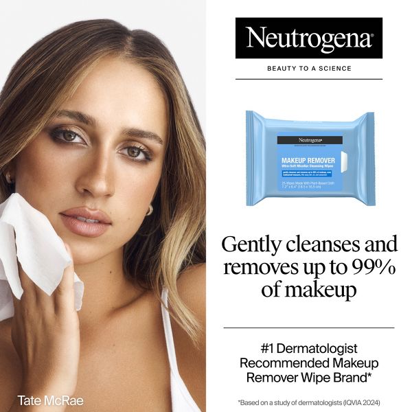 Neutrogena Makeup Remover Wipes - Ultra Soft Micellar Facial Cleansing - 25ct