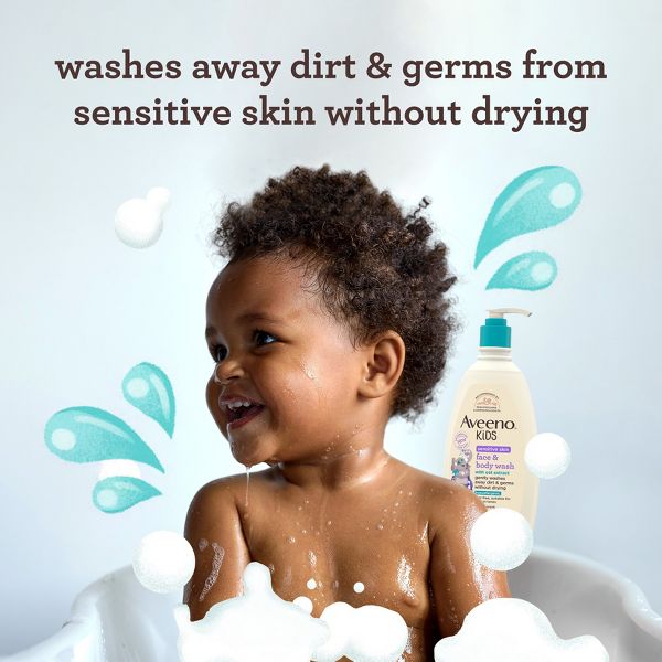 Aveeno Kids Sensitive Skin Face & Body Wash With Oat Extract, Gently Washes Without Drying - 18 fl oz