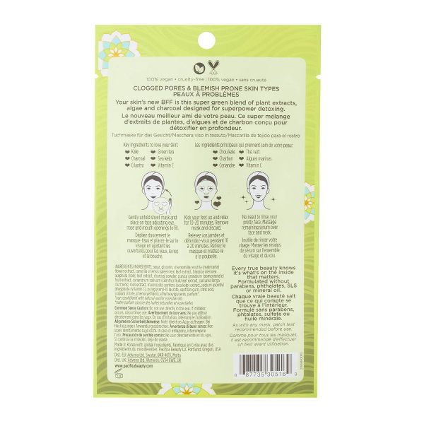 Pacifica Super Green Detox Kale and Charcoal Face Mask - 0.67 fl oz