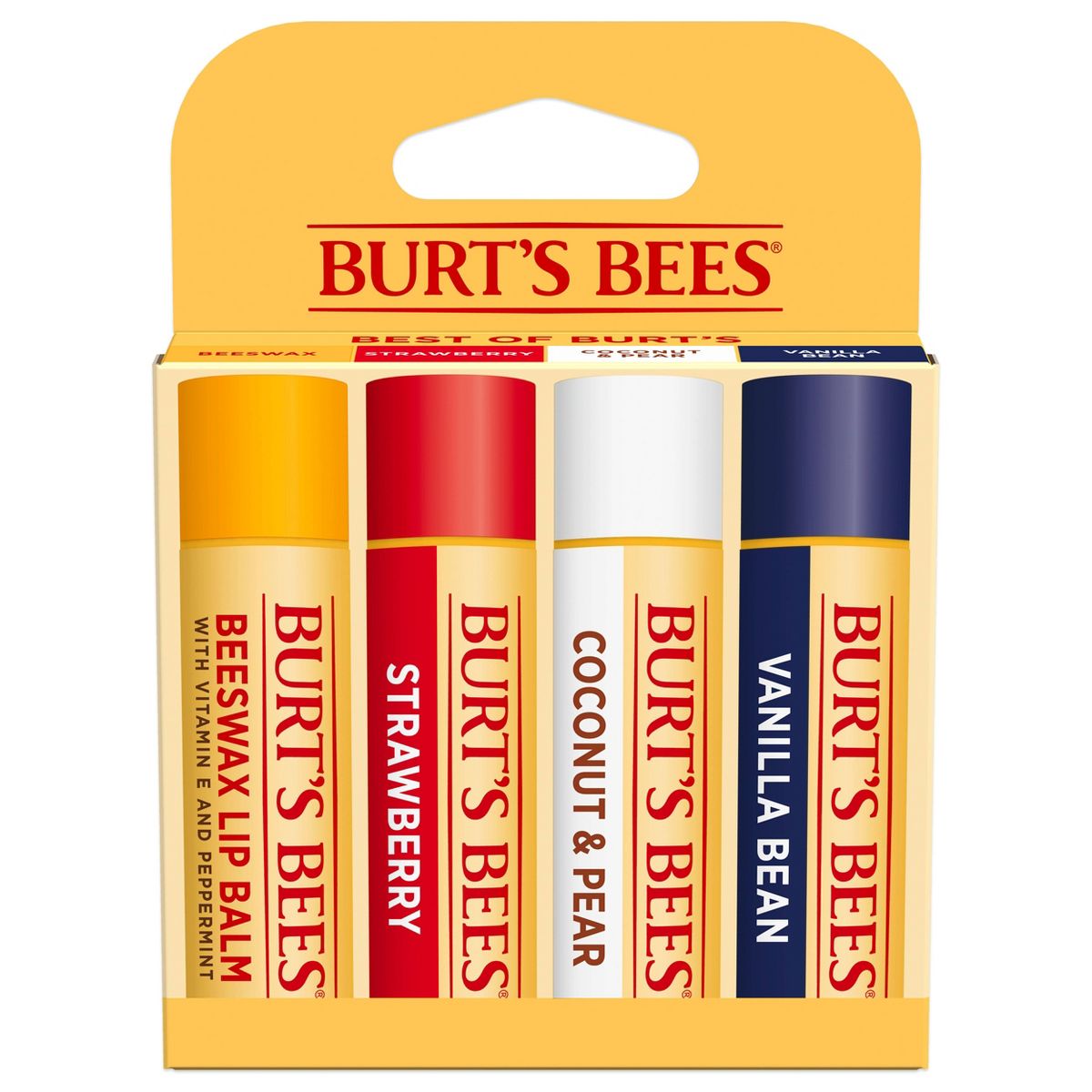 Burt's Bees 100% Natural Origin 24-Hour Moisturizing Lip Balm - Best of Burt's - 4pk