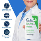 CeraVe Hydrating Cream-to-Foam Face Wash with Hyaluronic Acid for Normal to Dry Skin - 12 fl oz