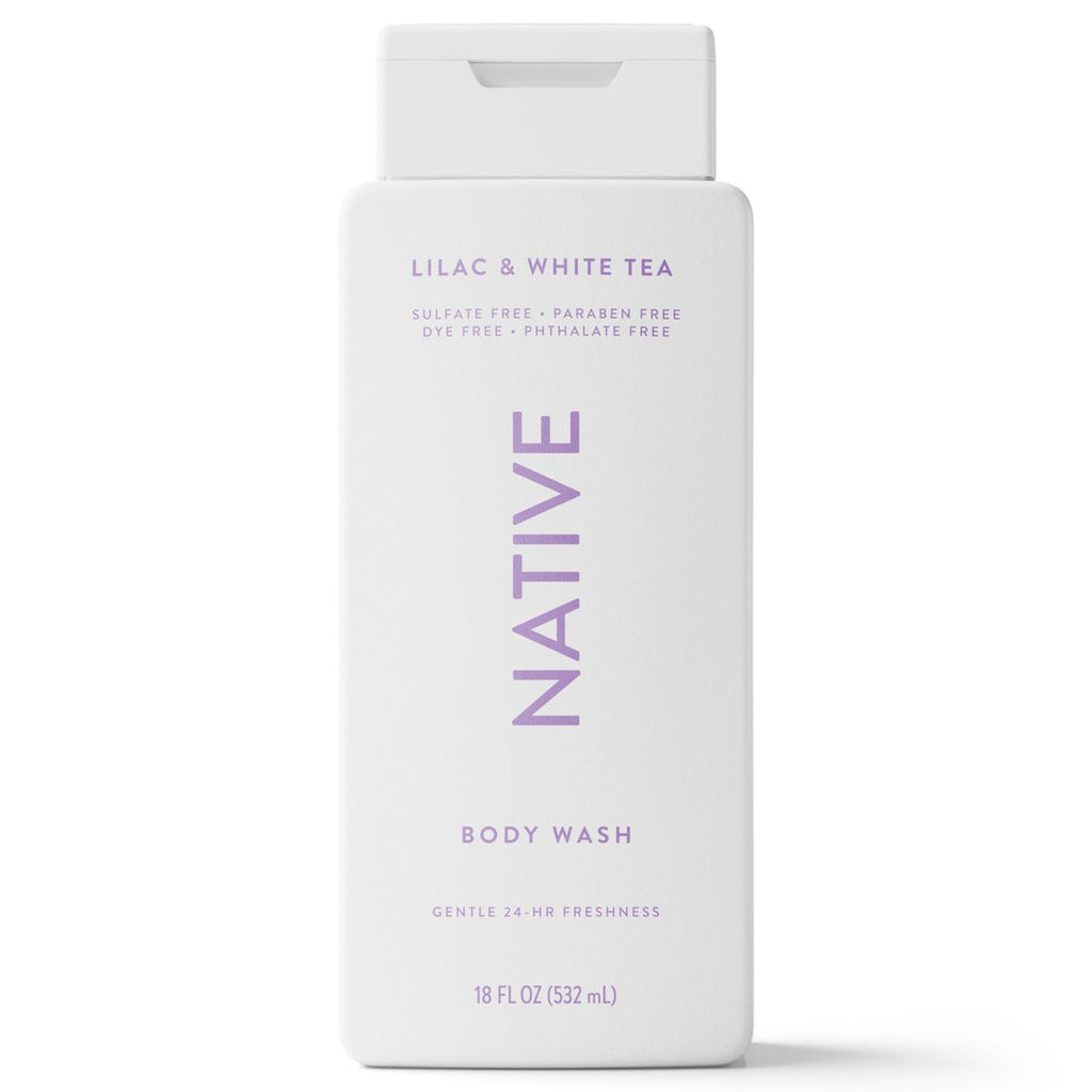 Native Body Wash for Women & Men - Lilac & White Tea - Sulfate Free - 18 fl oz
