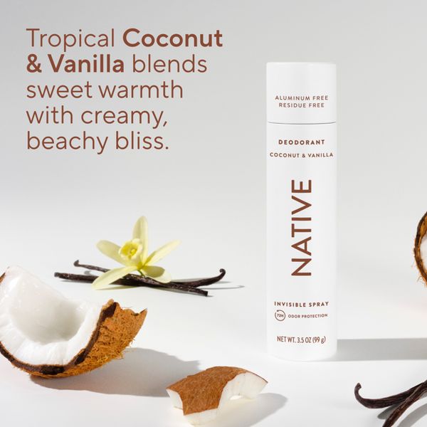 Native Spray Deodorant for Women & Men - Coconut & Vanilla - Aluminum-Free 3.5oz