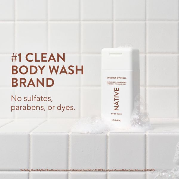 Native Sulfate Free Body Wash - Coconut & Vanilla - 18 fl oz