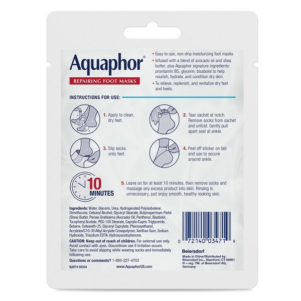 Aquaphor Advanced Therapy Repairing Foot Mask - 0.7 fl oz