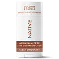 Native Sensitive Solid Deodorant for Women & Men - Coconut & Vanilla - Aluminum & Baking Soda Free - 2.65oz