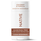 Native Sensitive Solid Deodorant for Women & Men - Coconut & Vanilla - Aluminum & Baking Soda Free - 2.65oz