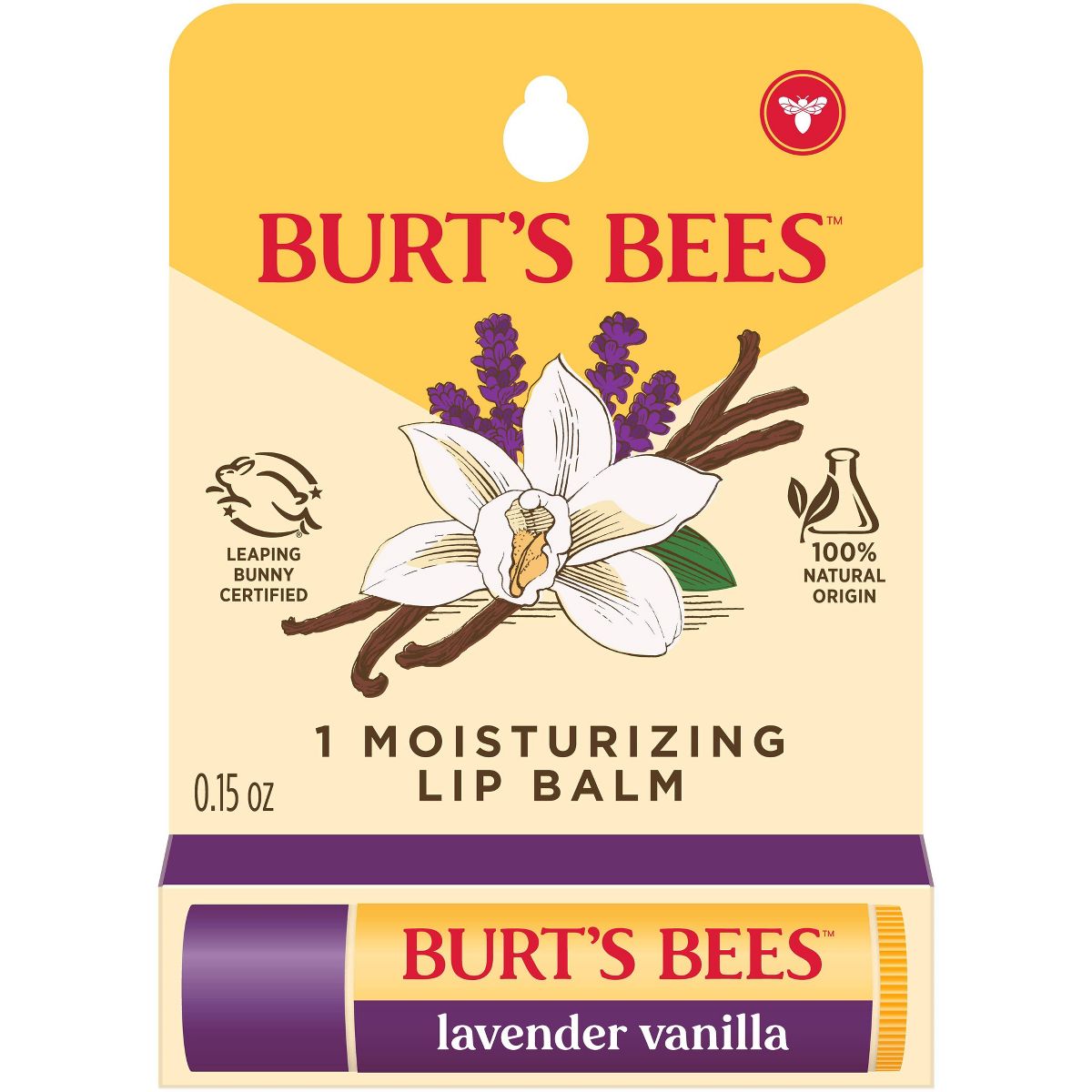Burt's Bees 100% Natural Origin Lavender Vanilla Lip Balms - 2pk/0.3oz