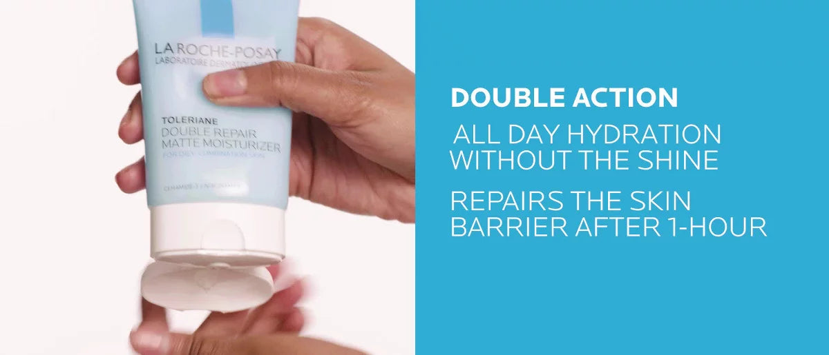 La Roche Posay, Toleriane Double Repair Matte Face Moisturizer, Daily Gel Face Moisturizer with Ceramide and Niacinamide for Oily Skin - 3.38 fl oz