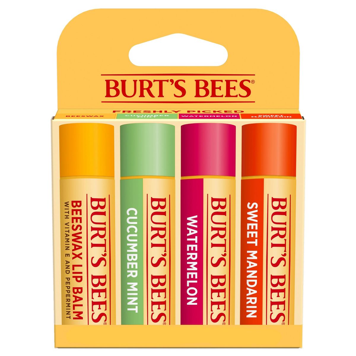 Burt's Bees 100% Natural Origin 24-Hour Moisturizing Lip Balm - Freshly Picked Variety - 4pk