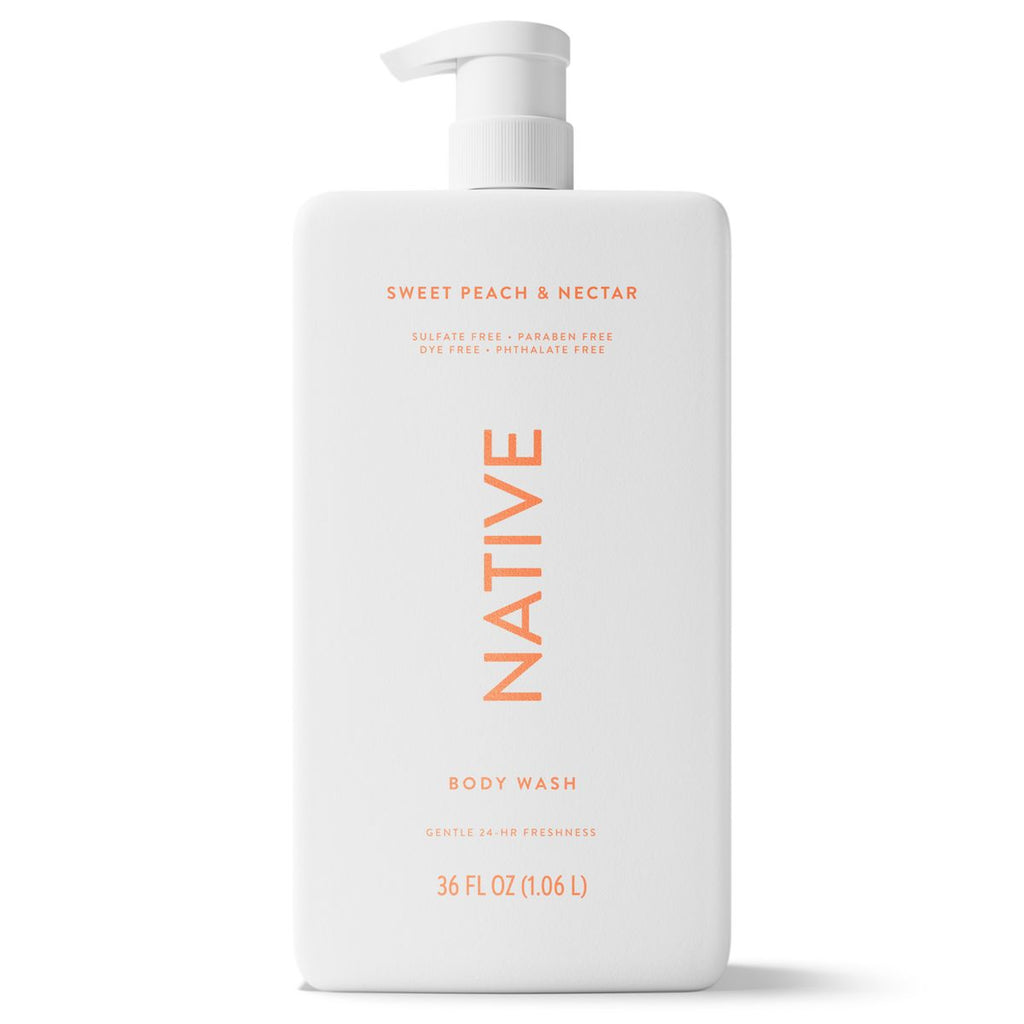 Native Body Wash for Women & Men - Sweet Peach & Nectar - Sulfate Free with Pump - 36 fl oz